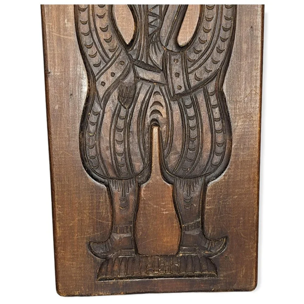 Antique Dutch Ornately Carved Large Wood Speculaas Cookie Mould